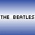 Pixel art of four figures in gray suits holding instruments against a blue gradient background with 'THE BEATLES' text.
