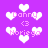 Pixelated purple background with white heart shapes and repeated pink text reading "Danny <3" and "Noriega" in a repeating pattern.