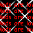 Red text 'loveds are' repeats in a pattern over a black background with white crisscross lines, forming a dense pixelated wordwall