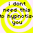 Yellow and white spiral background with black text reading "i dont need this to hypnotise you" in four identical
