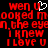 Red pixelated text on black background with white heart symbol, displaying repeated phrases and partial words.