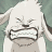 Pixelated static image of a cartoon character with white hair, squinted eyes, and an open mouth showing teeth against a muted green background.