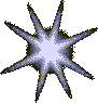 Five star-shaped icons with eight points each, rendered in blue and white on a gray background.