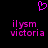A black background features a pink pixelated heart above two identical text blocks reading 'ilysm victoria' in pink pixelated font.
