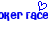 Blue pixelated text and a heart symbol on white background, with visible distortion in the letters.