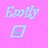 A static image with a pink background displays multiple text elements and symbols in cyan, purple, and blue.