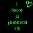 Green pixelated text and symbols on black background: 'i', heart, 'love', 'u', 'jessica', '<3' arranged vertically with slight spacing.