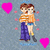 Pixelated image of two figures embracing, surrounded by pink hearts on a blue background.