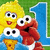 Pixelated Sesame Street characters Big Bird, Elmo, and Cookie Monster appear with a large blue number 1 on green background.