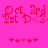 Red pixelated text 'Oct 3rd' and '1st' with a small figure on a bright pink background, accompanied by a of pink and red heart shapes