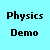 Animated physics demo showing red figures on green ground with equations and gray vehicles moving