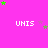 A static image with a bright pink background featuring repeated white text "UNIS" and scattered green and purple stars.