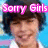 Pixelated image of a person with dark hair wearing white clothing, overlaid with pink text reading "Sorry Girls He's Taken" and a small pink arrow icon.