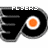 Pixelated black shape with rounded edges containing a circular orange-and-white element on the right side, set against a white background.