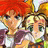 A 48x48 pixel animated contact sheet showing two frames of an anime-style buddy icon with red-haired and blonde characters on the left, and "Anime IM" text on a black background on the right.