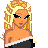Pixel art contact sheet showing three frames of an animated buddy icon featuring a blonde woman in black and white clothing with text below reading "dont mess with me i have a boyfriend".