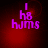 Pixelated purple text 'I h8 hms' on red gradient background with subtle light effects.