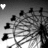 Black and white pixelated image with scattered dark shapes on a gradient background, featuring a small heart in the top-left corner.