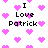 Pixelated text 'I Love Patrick' surrounded by pink hearts on white background, with heart positions shifting across frames.