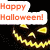 Two Halloween-themed clown faces with 'Happy Halloween!' text above, one static and one animated to display 'BOO!!!' in the mouth area.
