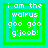 Four identical pixelated green squares with cyan borders display white text reading "i am the walrus goo goo g'joob!" in a