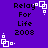 Purple background with black text reading "Relay For Life 2008" and white pixelated square-and-dot patterns scattered across the image.