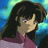 Pixelated anime-style character with dark brown hair, purple eyes, and a pink top against blue-green background.
