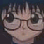 Pixelated anime-style character with short spiky hair and round glasses appears in three identical against dark background, text "SHIZUKU FAN" on right