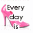 A pink high-heeled shoe icon with text reading "Every day is a fashion show & the world is your run way." on white background.