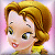 Pixelated cartoon-style icon of a female character with brown hair and yellow clothing against a pink background.