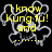 Yellow text on black background with white smoke-like shapes, displaying sequential phrases about knowing Kung fu and dangerous words.