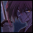 Pixelated anime-style character with dark purple hair and orange eyes, holding a sword, next to text reading 'AnimeIM' and 'com' on a black background.