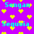 Pixelated cyan text 'Songan' and 'Sequoia' on purple background with yellow hearts, static image.