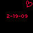 Red pixelated heart symbol above two identical date strings on black background.