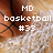 Pixelated image with white text reading MD basketball #33 over a blurred background of brown and beige tones.