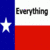 Texas flag design with 'Everything' text on white section, brown background bull silhouette with 'GOOD' and partial 'US IN' text, helmet graphic with 'COWBOYS' text.