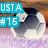 Pixelated image with cyan text boxes reading 'USTA' and '#15', featuring a stylized animal figure against a gradient background.