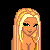 Pixel art contact sheet showing four blonde female characters in various poses with text elements and a partial body view, all on black background.