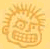 Pixelated cartoon face with spiky hair and wide grin on yellow background, green text "PUNK" appears in two sections of a four-quadrant layout.