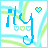 Pixelated blue and green icon with stylized 'M' shape, three small squares below it, and a heart symbol above right.