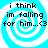 A pixelated image with a blue and white spiral background and black text reading "i think im falling for him...<3" in four identical quadrants.