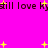 Pixelated text and yellow stars on a bright pink background with repeated text elements.