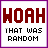 25 identical square icons with red 'HOAH' text, black 'THAT WAS RANDOM' text below it, and purple borders