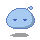 Pixelated blue character with rounded head and small antenna, displaying multiple facial expressions