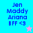 Four display text 'Jen Maddy Ariana BFF <3' with a star icon; top-left and bottom-left have cyan and pink backgrounds respectively, while top-right and bottom-right are light blue