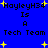 Blue background with yellow stars and black text reading 'HayleyH34 Is A Tech Team' in pixelated font.