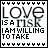 A 5x4 contact sheet of animated frames showing a text-based icon with "LOVE IS A TASK I AM WILLING TO TAKE" and changing colored heart borders.