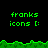 Green pixelated text 'franks icons [' on black background with green grass-like border, two identical showing static content