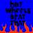 Blue background with black pixelated text reading 'hot wheels beat that' and orange flame graphics at the bottom.