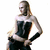 Pixelated image of a person with light brown hair wearing a black and white sleeveless top, standing against a plain background.